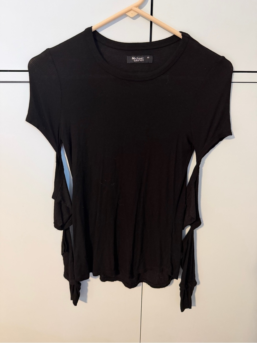 Michael Lauren Black Short Sleeve Cutout Tee